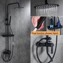 Load image into Gallery viewer, Black Rainfall Shower Faucets Set Wall Mounted Rain Shower Faucet Storage Bath Mixer Tap Hot Cold with Hand Shower EL3903